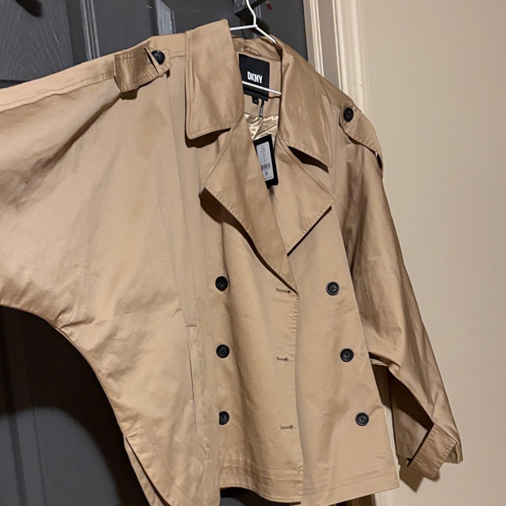 DKNY Tan Double-Breasted Trench Coat